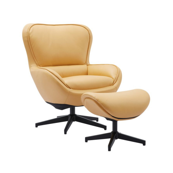 Mona Recliner W/Footstool Yellow Fabric